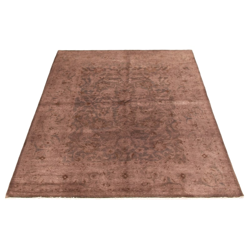 ECARPETGALLERY Hand-knotted Vibrance Dark Brown Wool Rug - 6'1 x 8'9