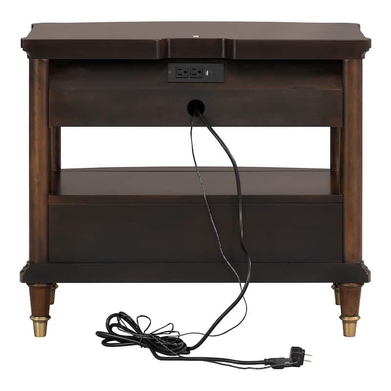 Furniture of America Prylen Modern 2-Piece Dark Cherry Solid Wood Panel Bedroom Set with LED Reading Lights