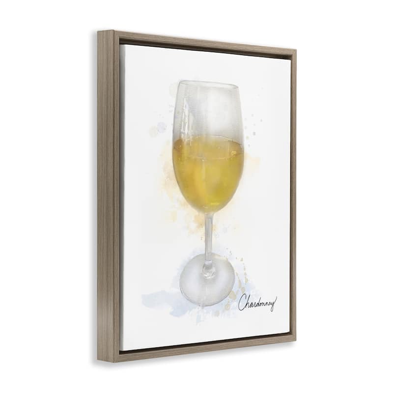 Stupell Modern Chardonnay in Glass Framed Floater Canvas Wall Art Design By Matthew Piotrowicz