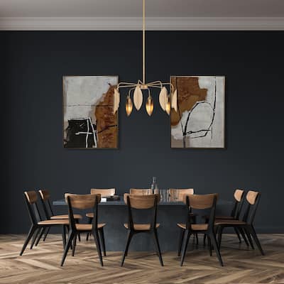 Eden 30 in. 8-Light Old Satin Brass Modern Chandelier with Metal Shades