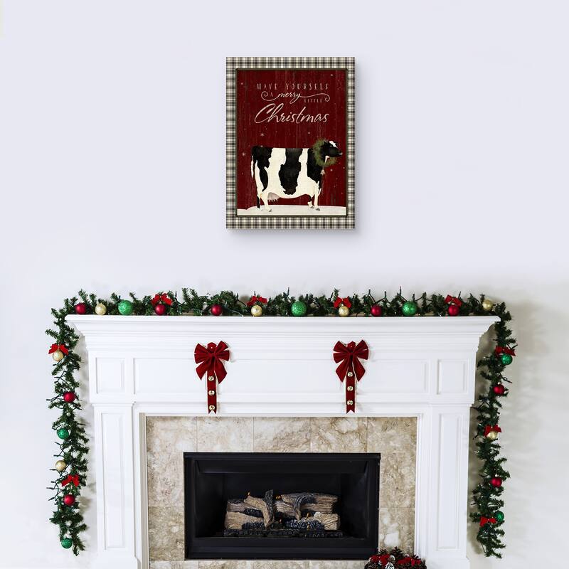 Christmas Farm Cow Canvas Art Print