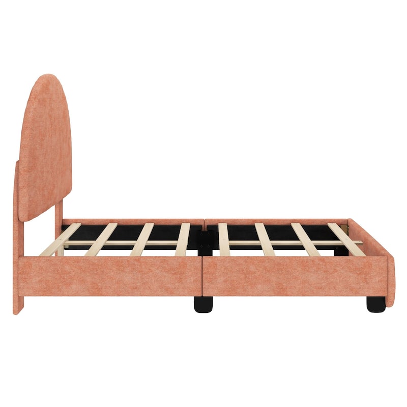 Max and Lily Twin-Size Upholstered Bed with Arched Headboard