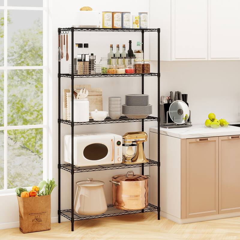 Gymax 5-Tier Metal Storage Shelving Unit w/V-Shaped Wire Rack for Home