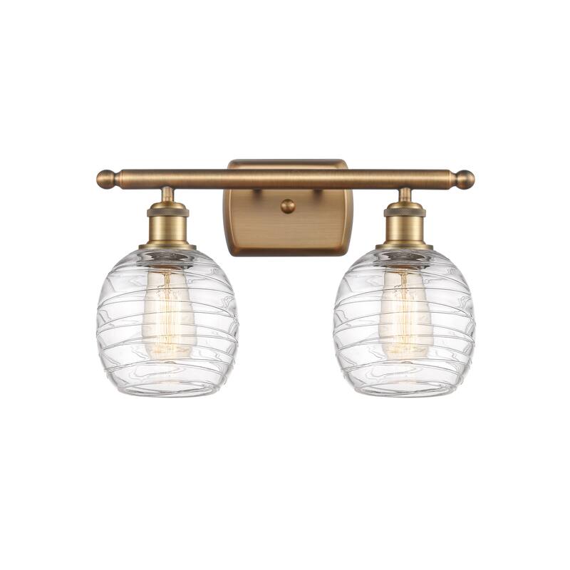 Innovations Lighting 516-2W-11-16 Belfast Vanity Belfast 2 Light 16" - Brushed Brass / Deco Swirl
