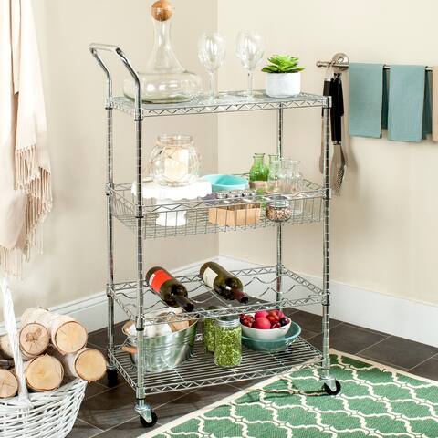 SAFAVIEH Storage Collection Carmen 4-Tier Chrome Wire Adjustable Cart