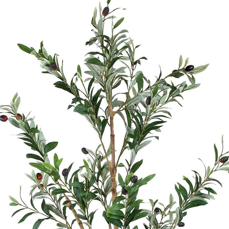 HomeRoots 84" Green Olive Artificial Tree in a Black Pot - 26.00 in. x 84.00 in. x 26.00 in.