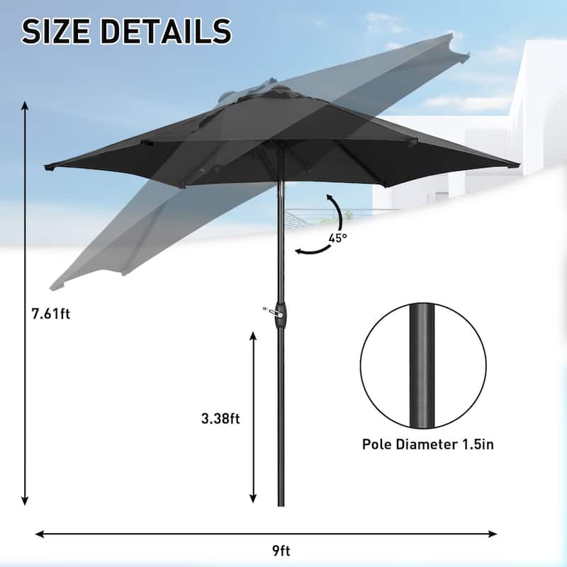 Ainfox 9ft Outdoor Patio Umbrella Multi-color Crank Lift Without Base