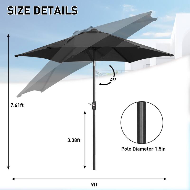 Ainfox 9ft Outdoor Patio Umbrella Without Base for Garden, Patio, Swimming Pool
