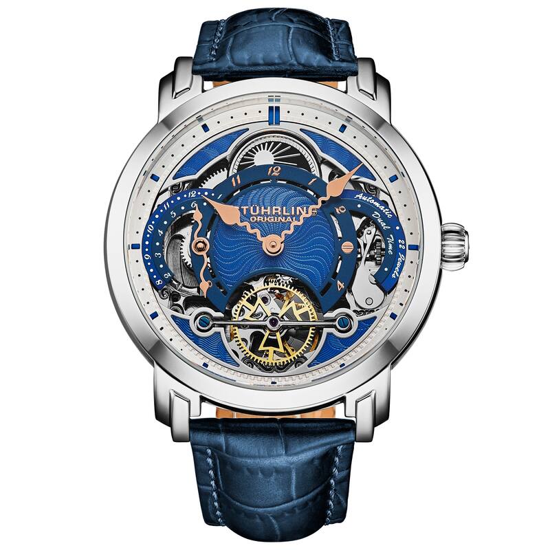 Celestial Timekeeper 1017 Dual Time Automatic 44mm Skeleton Watch - Blue