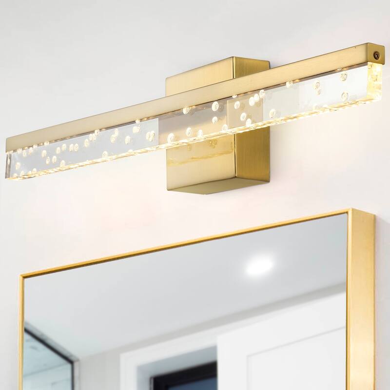 Baxter 22" 1-Light Modern Contemporary 360-Degree Rotatable Iron/Seeded Acrylic Integrated LED Vanity Light, by JONATHAN Y
