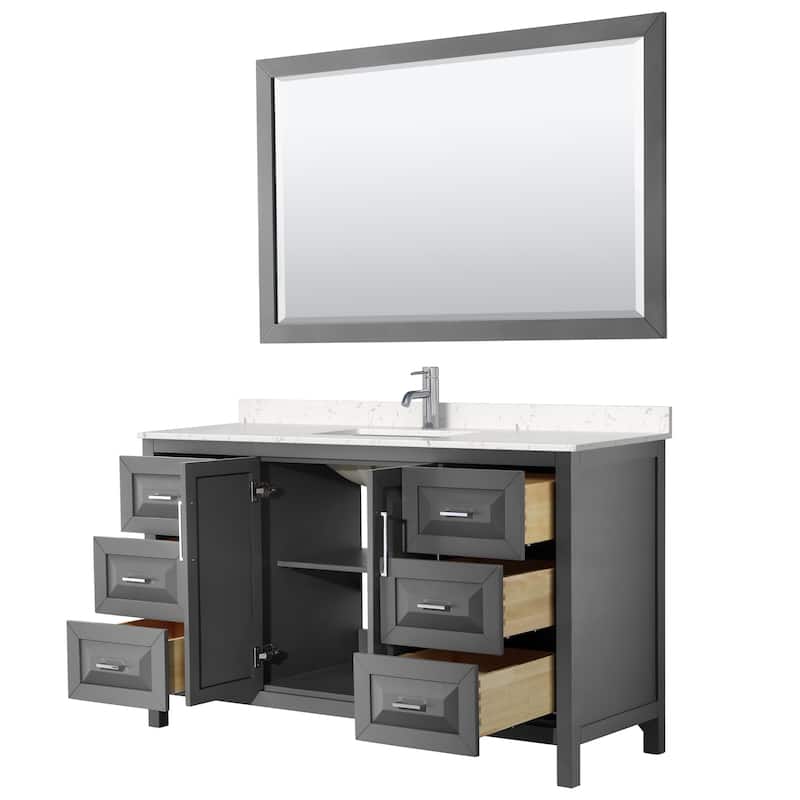 Daria 60 Inch Single Vanity, Cultured Marble Top, 58 Inch Mirror