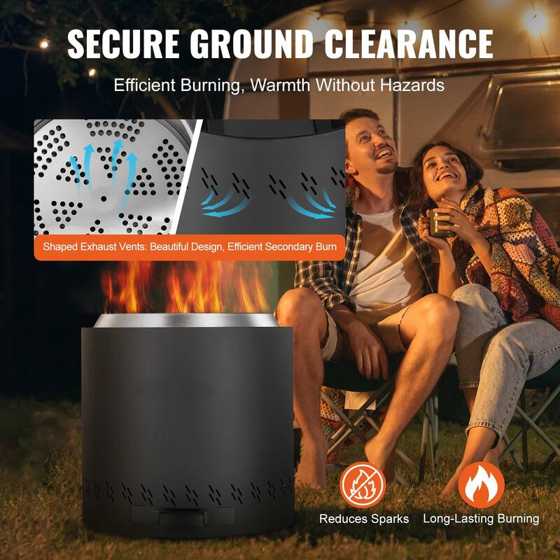 Smokeless Fire Pit Outdoor Wood Burning Stainless Steel Stove - Φ15.8 x 15.4 inch
