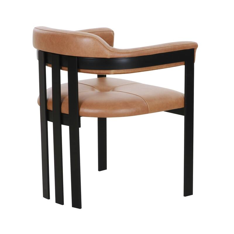 Modrest Hazen Modern Camel Leather & Black Iron Dining Chair