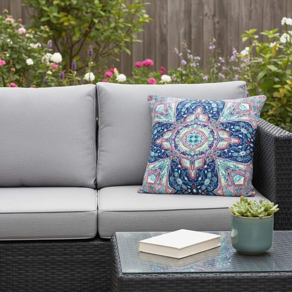 HomeRoots Set of Two 16" X 16" Blue and Pink Blown Seam Floral Indoor Outdoor Throw Pillow - 16.00' X '16.00' X '5.00