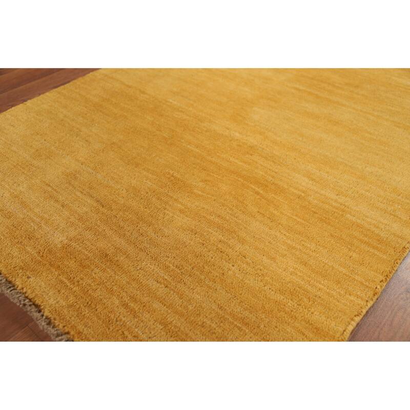 Yellow Gold Gabbeh Modern Foyer Rug Handmade Wool Carpet - 2'9"x 4'1"