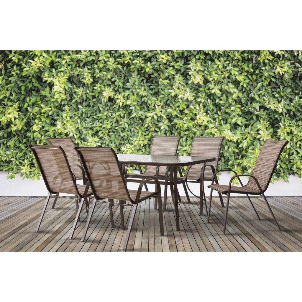 Steel/ Mesh Sling 7-piece Patio Dining Set
