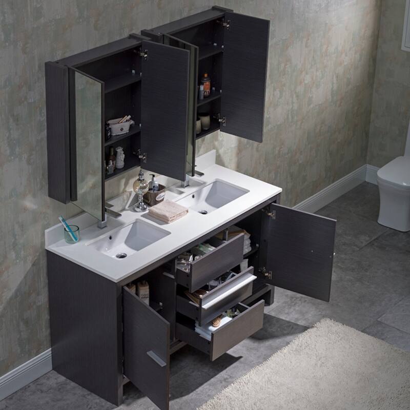 Solid Wood Bathroom Vanity with Mirror Medicine Cabinet