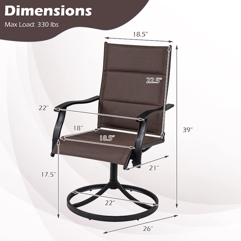 Gymax Padded Patio Swivel Chairs Set of 4 Ergonomic Outdoor Dining