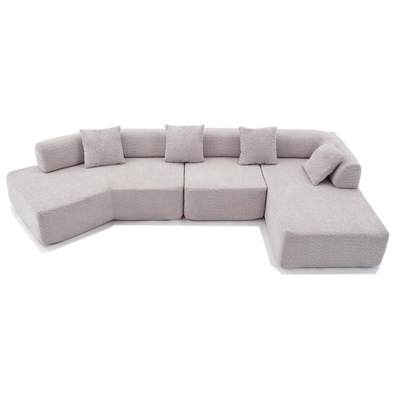 Modern Minimalist 140" L-Shape Couch ,No Assembly Required,Boucle,Modular Sofa ,Couch with Chaise