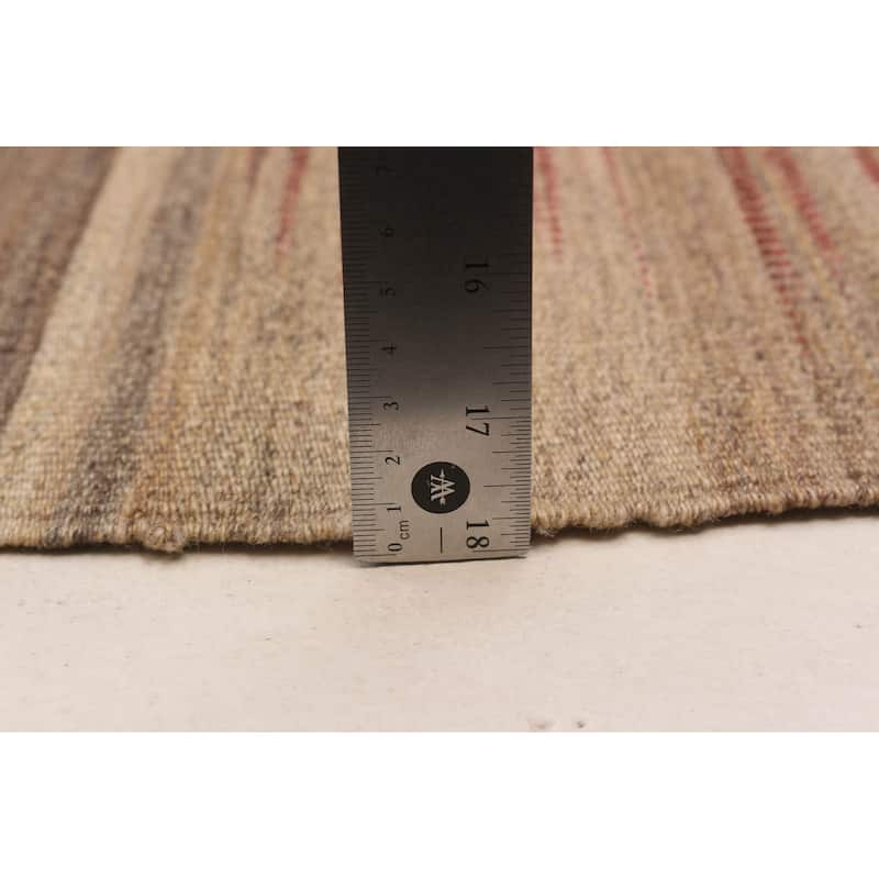 ECARPETGALLERY Flat-Weave Ankara FW Khaki Wool Kilim - 7'7 x 10'4
