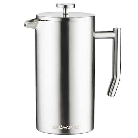 Belwares Stainless Steel French Coffee Press, With Double Wall and Extra Filters