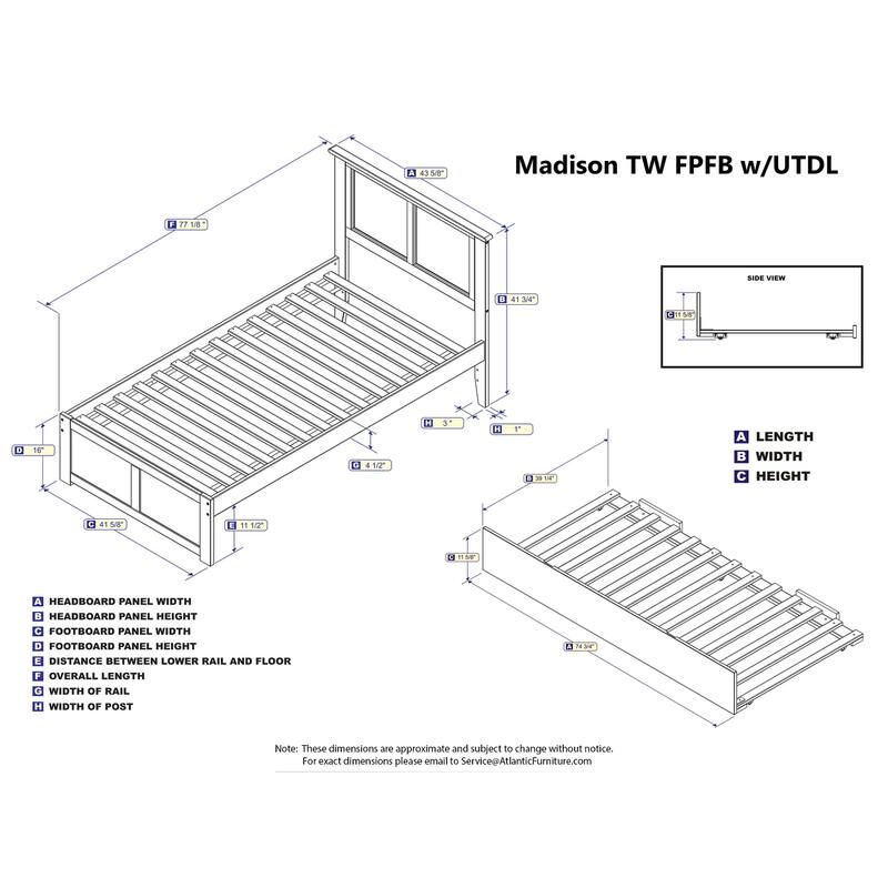 Twin Size Platform Bed with Trundle - Espresso Finish, Modern Design, Space Saving Furniture