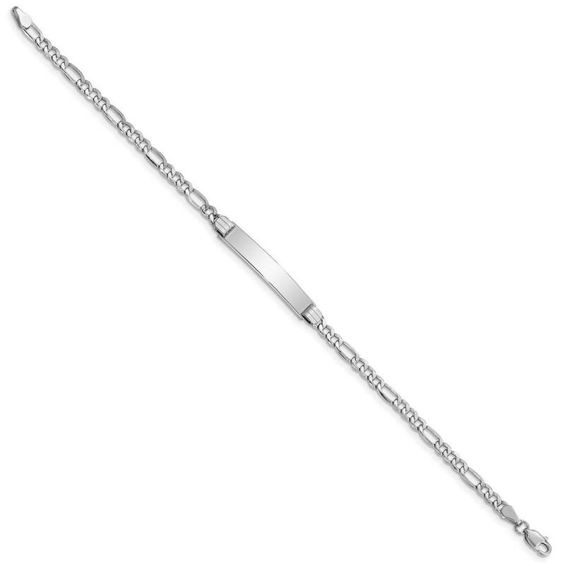 Curata 5mm 14k Engravable Polished ID With Semi solid Figaro Bracelet