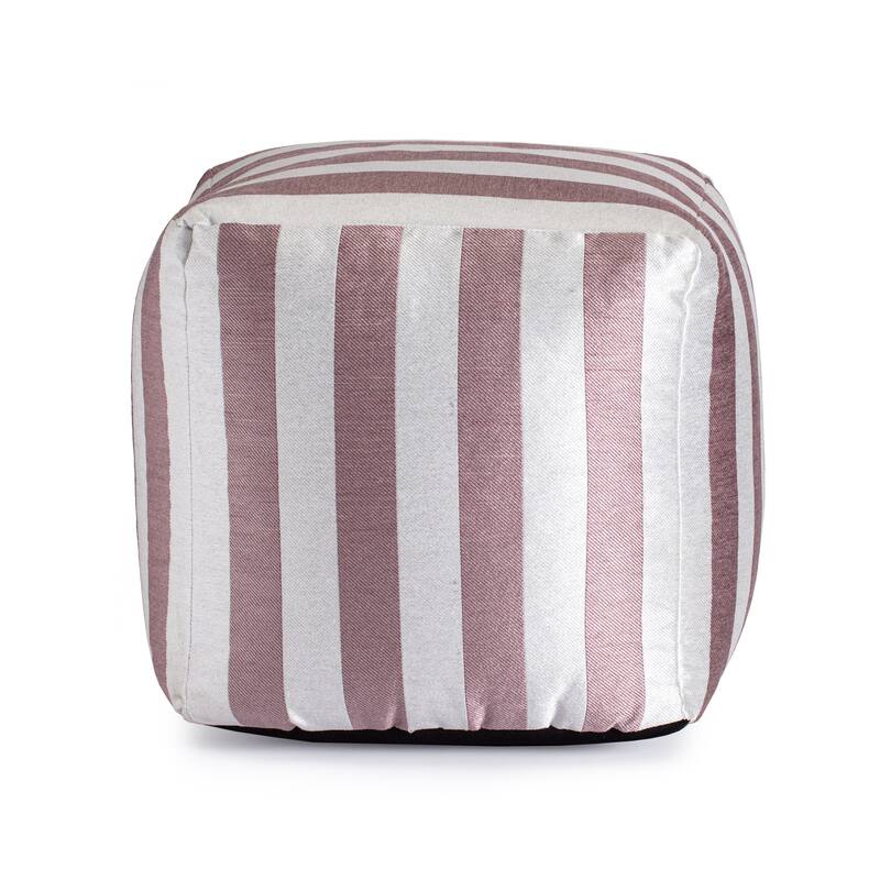 Jani Cape May Indoor/Outdoor 18" x 18" Square Pouf Ottoman - Rose
