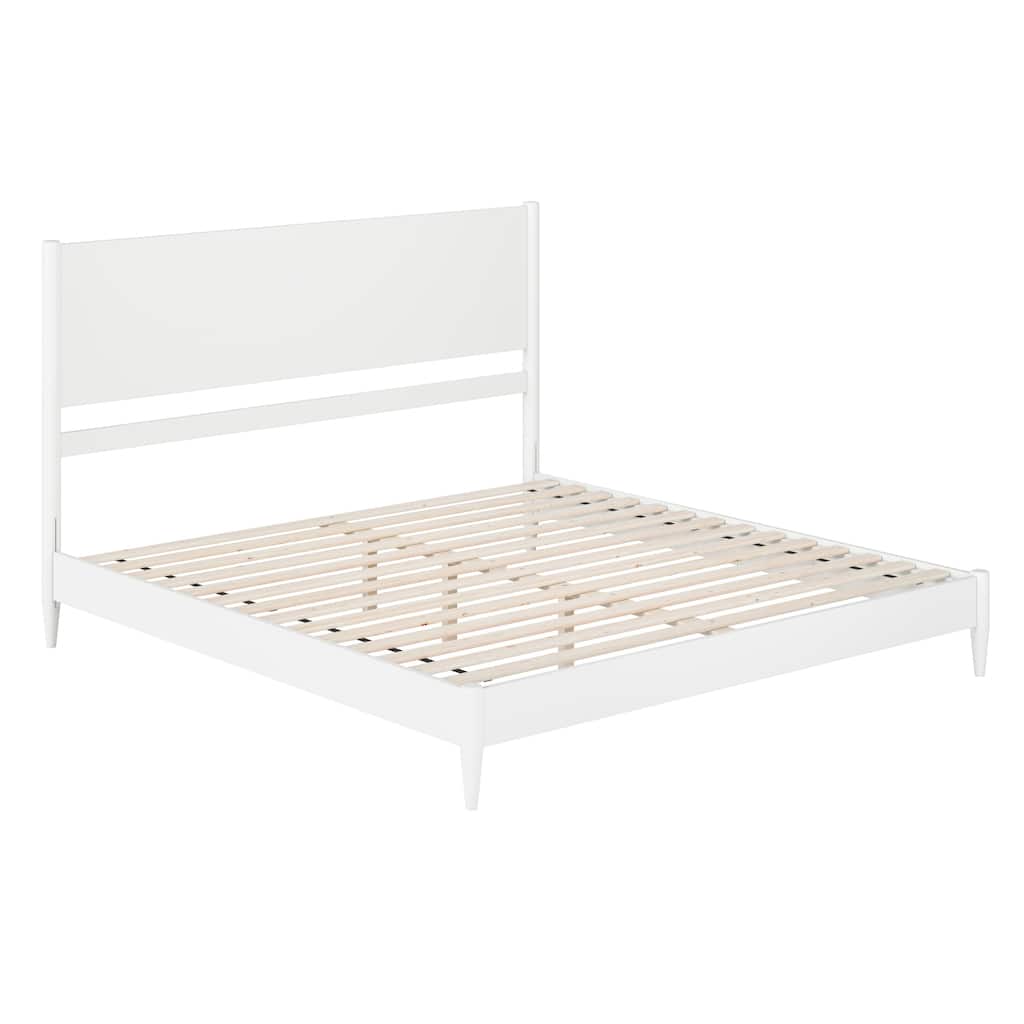 Pasadena King Solid Wood Low Profile Platform Bed in White