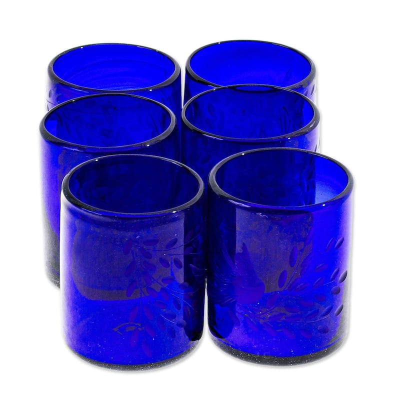 Novica Handmade Paloma Azul Blown Glass Juice Glasses (Set Of 6)
