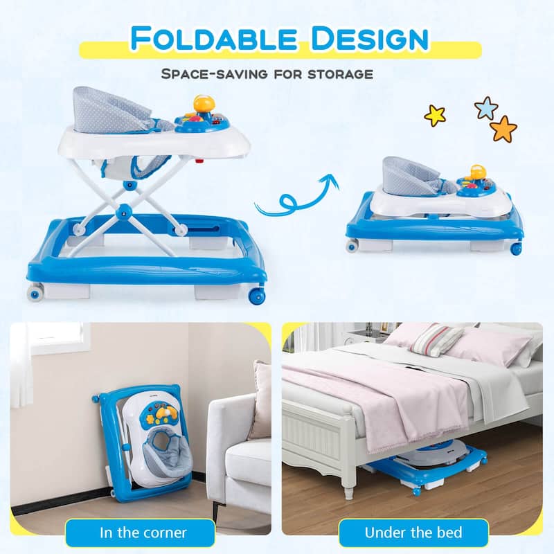 Honeyjoy Foldable Baby Walker with 3 Adjustable Heights Comfy Padded - See Details