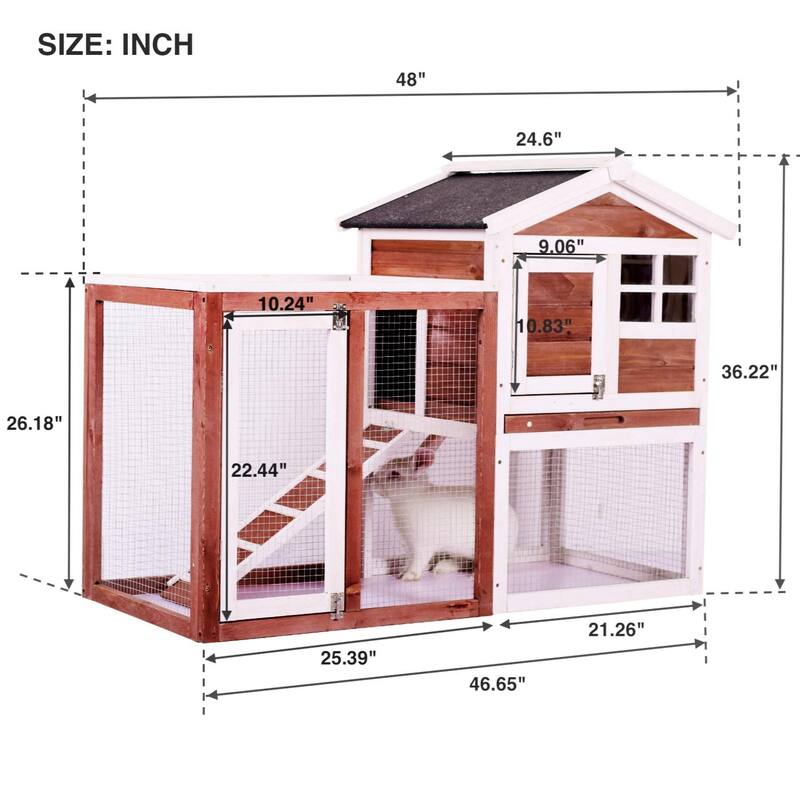 Durable Large Chicken Coop Wooden Rabbit Hutch - Outdoor Safe - Brown