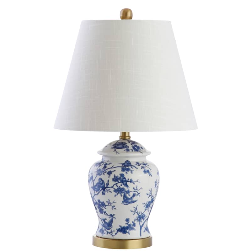 Penelope 22" Chinoiserie LED Table Lamp, Blue/White by JONATHAN Y