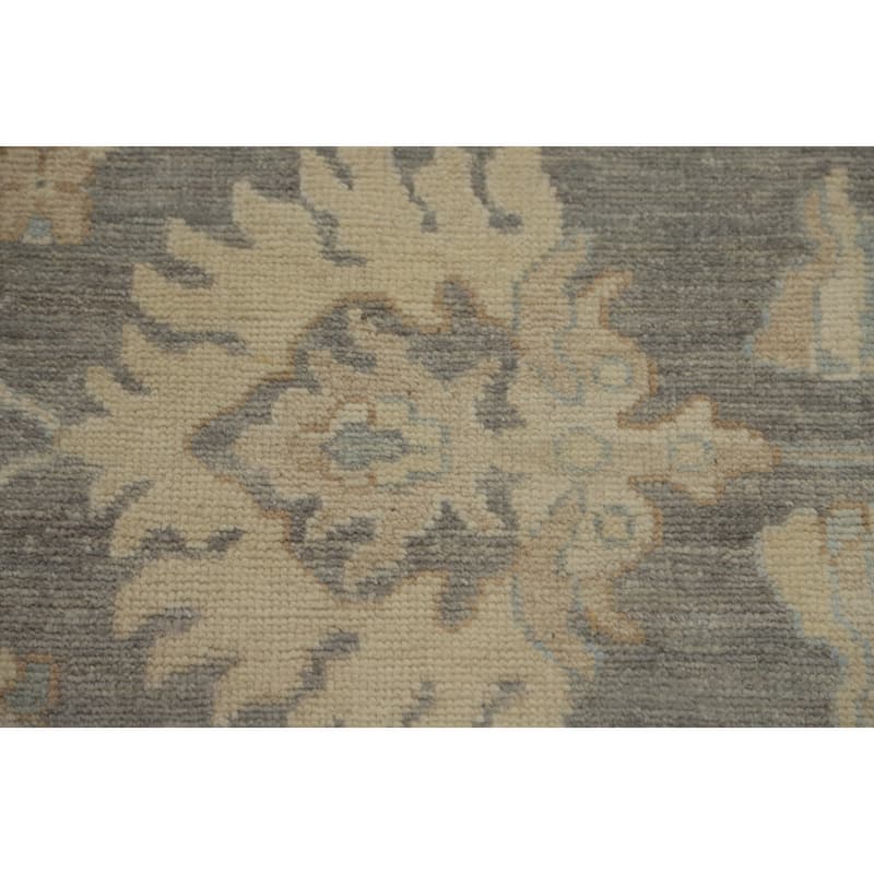 All-Over Gray Floral Oushak Vegetable Dye Large Rug, Floral Geometric Carpet - 13' 10'' X 10' 1''
