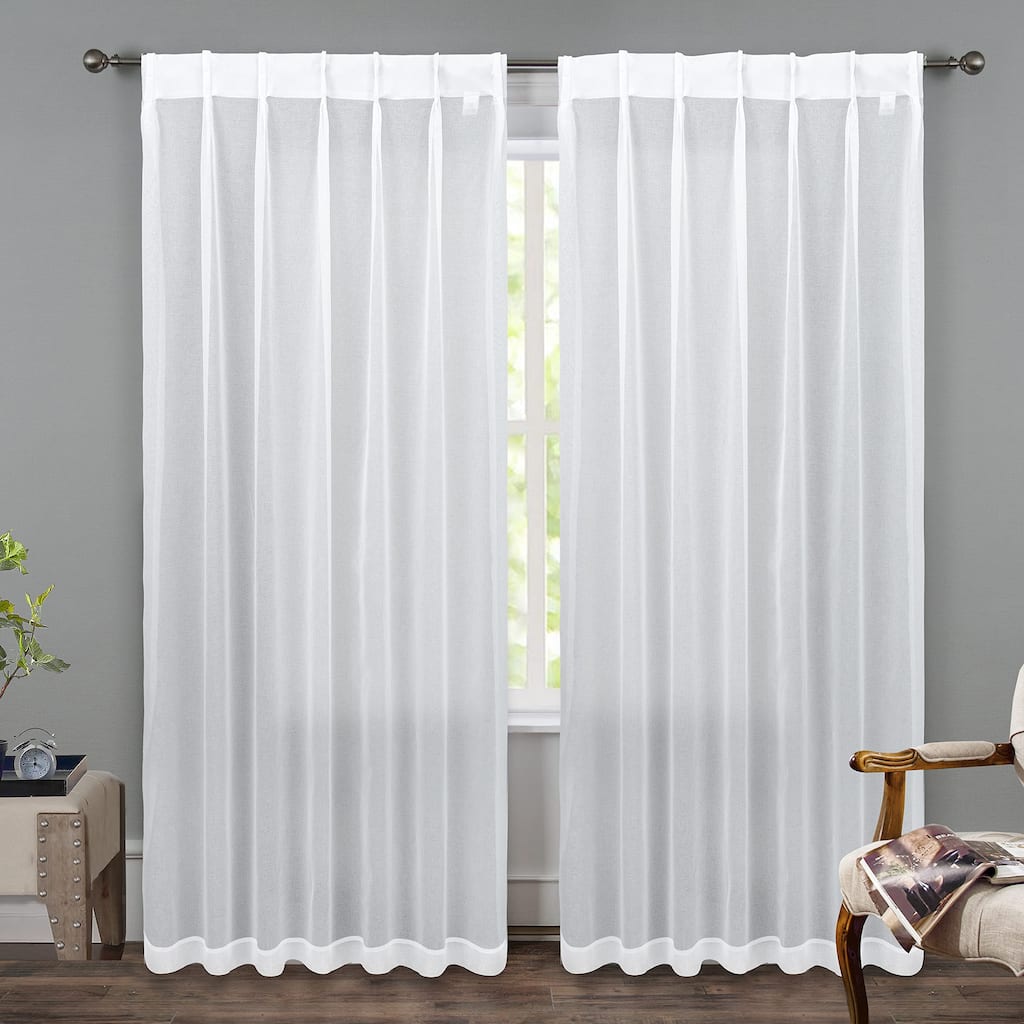 DriftAway Pinch Pleat Solid White Sheer Curtains Light Filtering Privacy Drapes for Living Room Bedroom Window Treatments