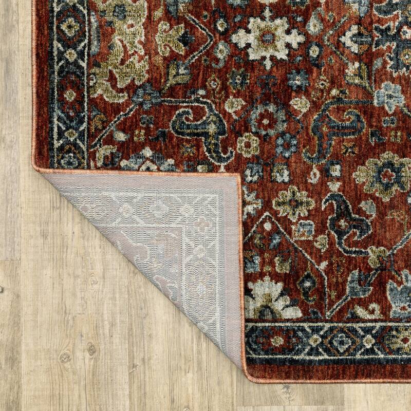 Tessa Updated Classic Rust Red/Blue Area Rug