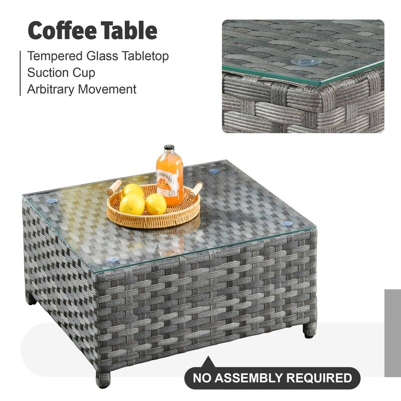 XIZZI 13-piece Outdoor Patio Wicker Furniture Set with Fire Table