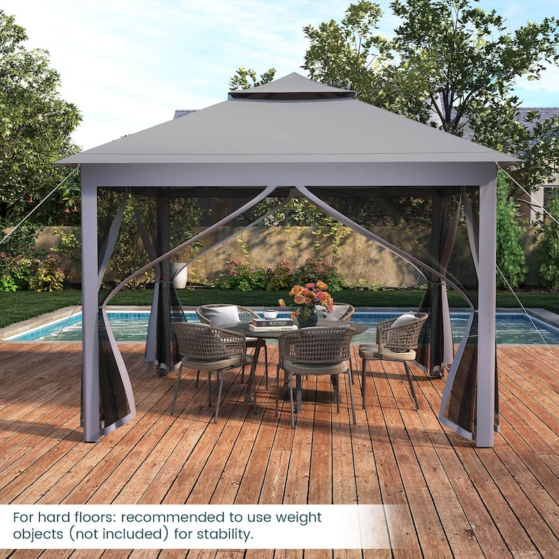 Costway 11'x11' 2-Tier Pop-Up Gazebo Tent Portable Canopy Shelter