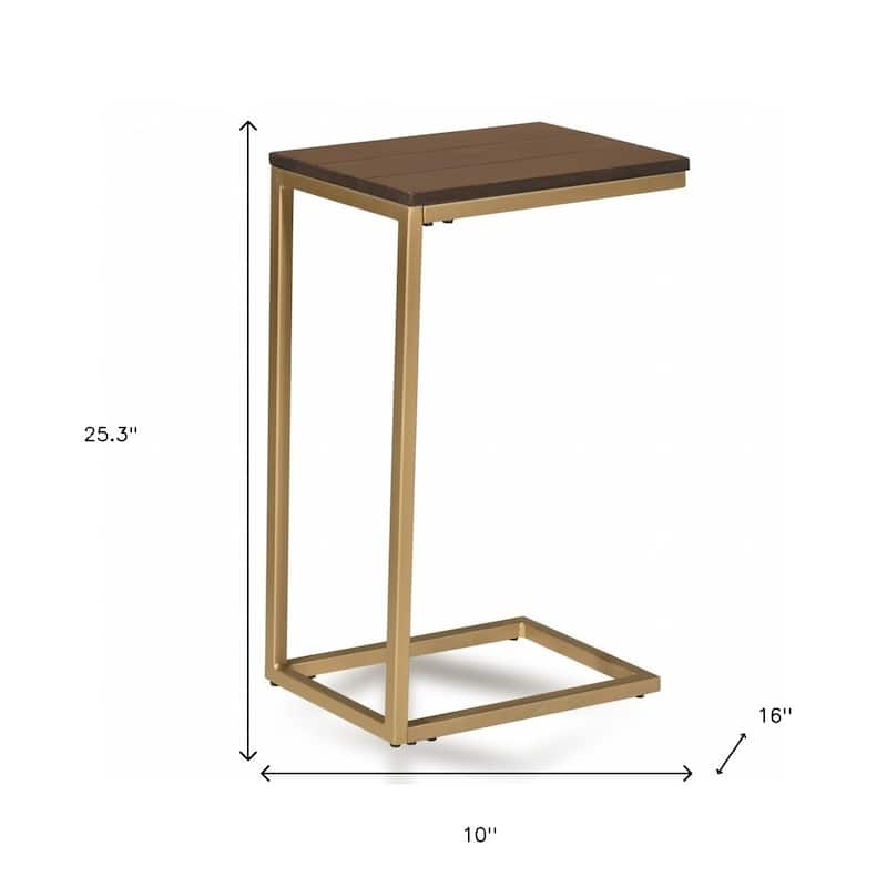 HomeRoots 25" Dark Brown Solid Wood And Steel Frame End Table