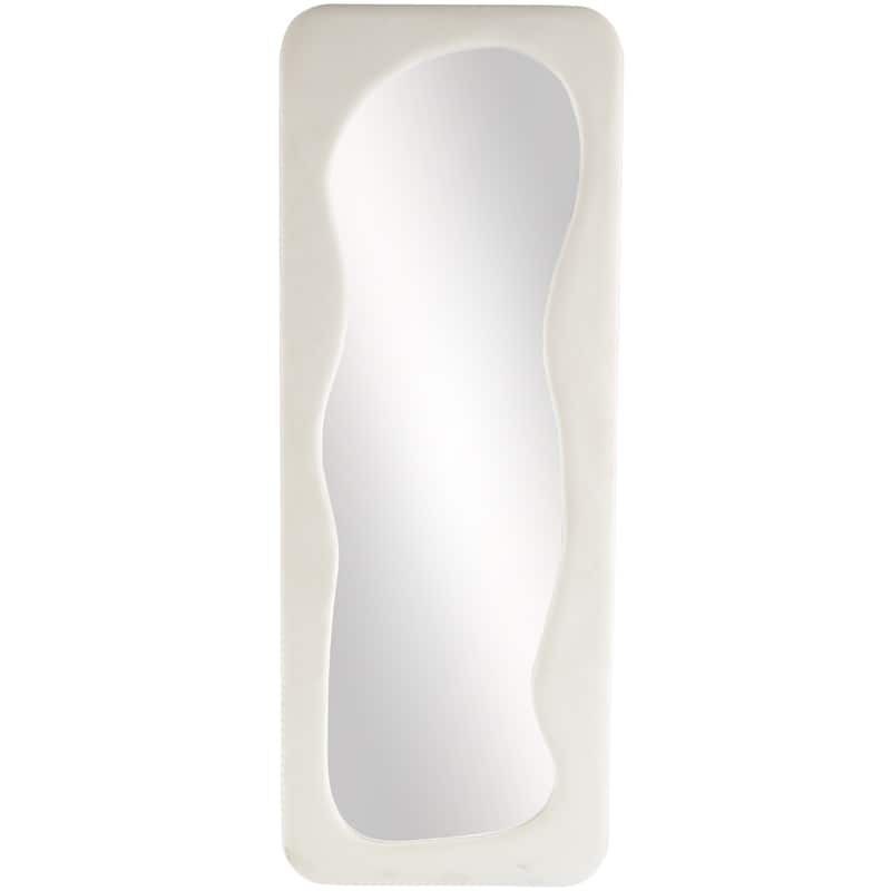Velvet Wavy Floor Mirror - Black or White - Roche River Decor - White Velvet