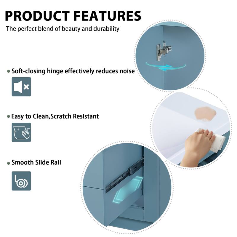 36'' Bathroom Vanity with Ceramic Sink Combo Freestanding Bathroom Storage Cabinet with 3 Drawers& Soft Closing Doors