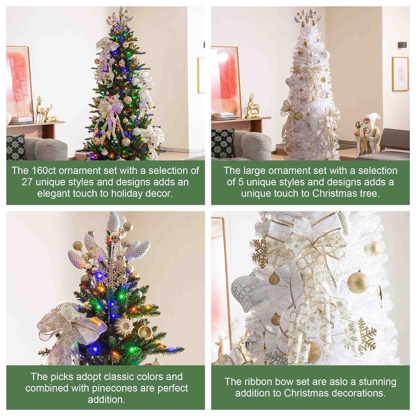 Glitzhome 7.5ft Pre-Lit Flocked Spinning Slim Spruce Artificial Christmas  Tree with Rotating Stand - Bed Bath & Beyond - 40737660