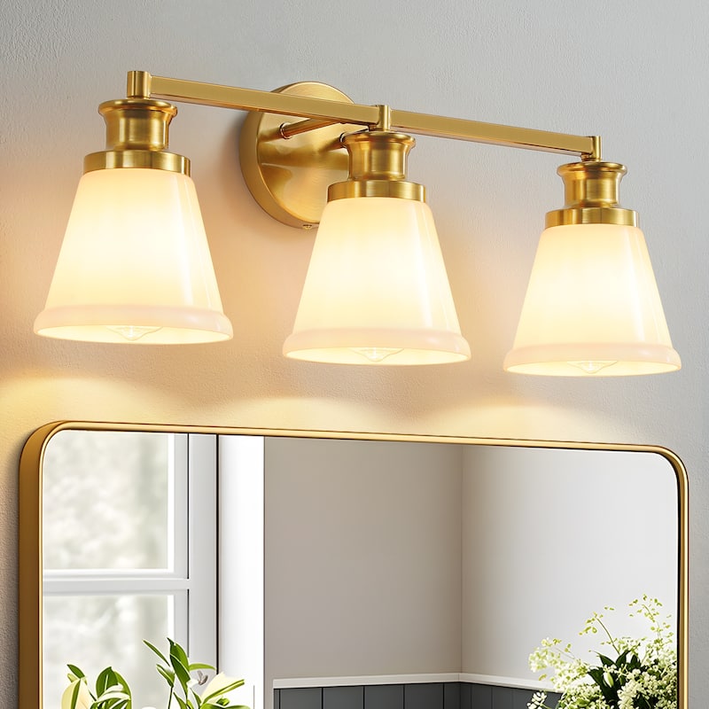 Modern Vanity Lights 3/4 Light Bathroom Dimmable Light Fixture Wall Sconce with Glass Shades