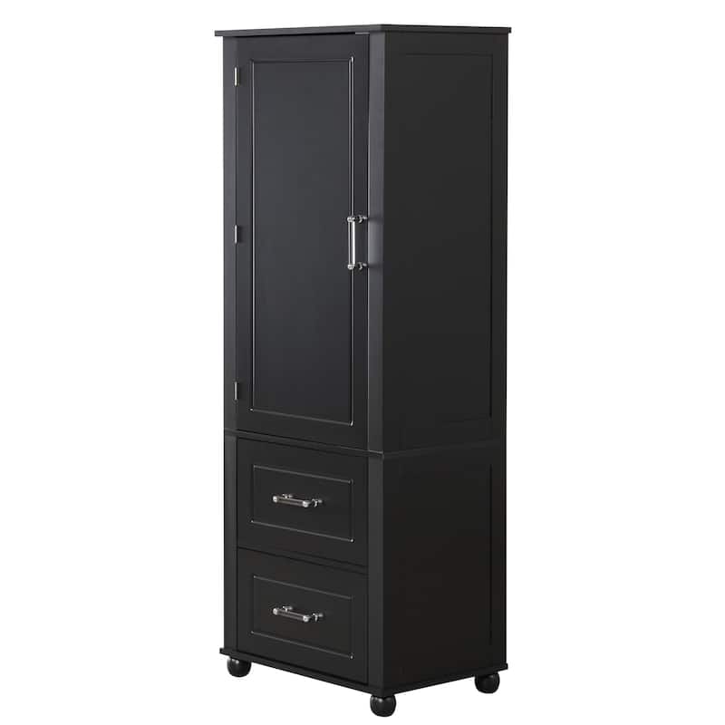 Roomfitters Tall Bathroom Cabinet with 2 Drawers and Adjustable Shelf Freestanding Painted MDF Structure