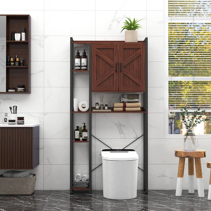 Over The Toilet Storage Cabinet Bathroom Organizer with Double Doors