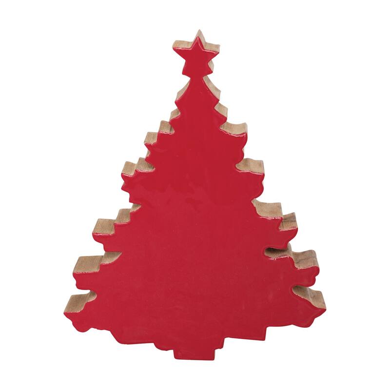 Enameled Mango Wood Christmas Tree - Red