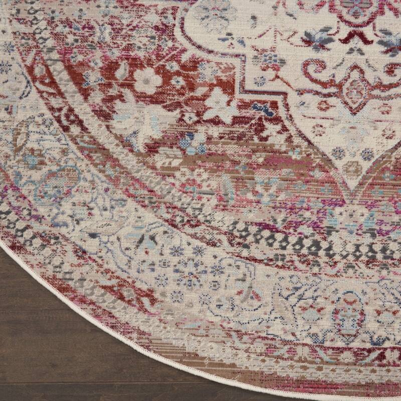HomeRootsFloral Transitional Round Area Rug - 72' X '72' X '0.5
