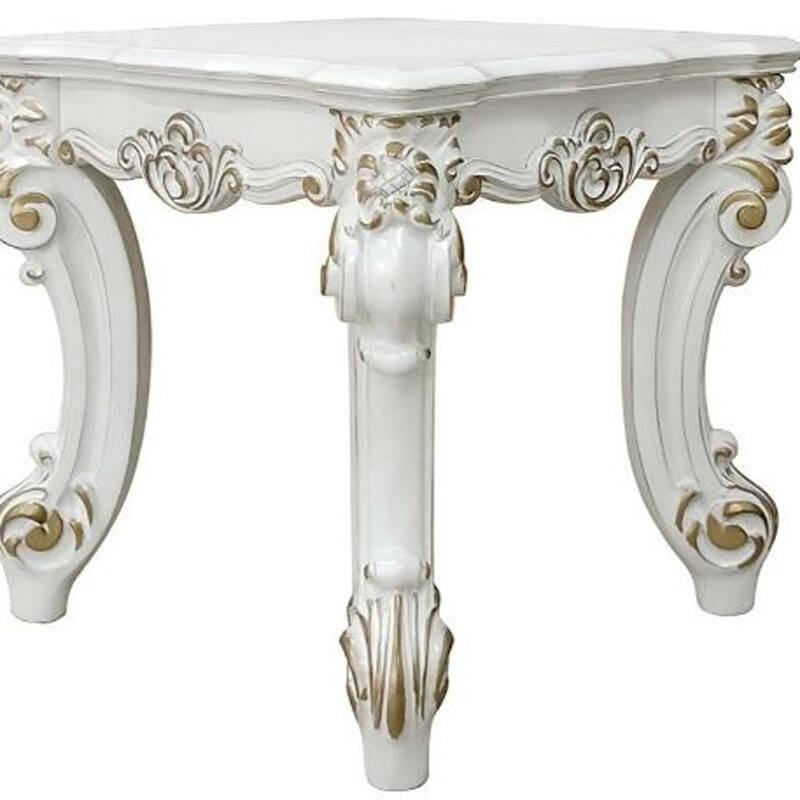 HomeRoots 26" Antique Pearl Manufactured Wood Square End Table - 40