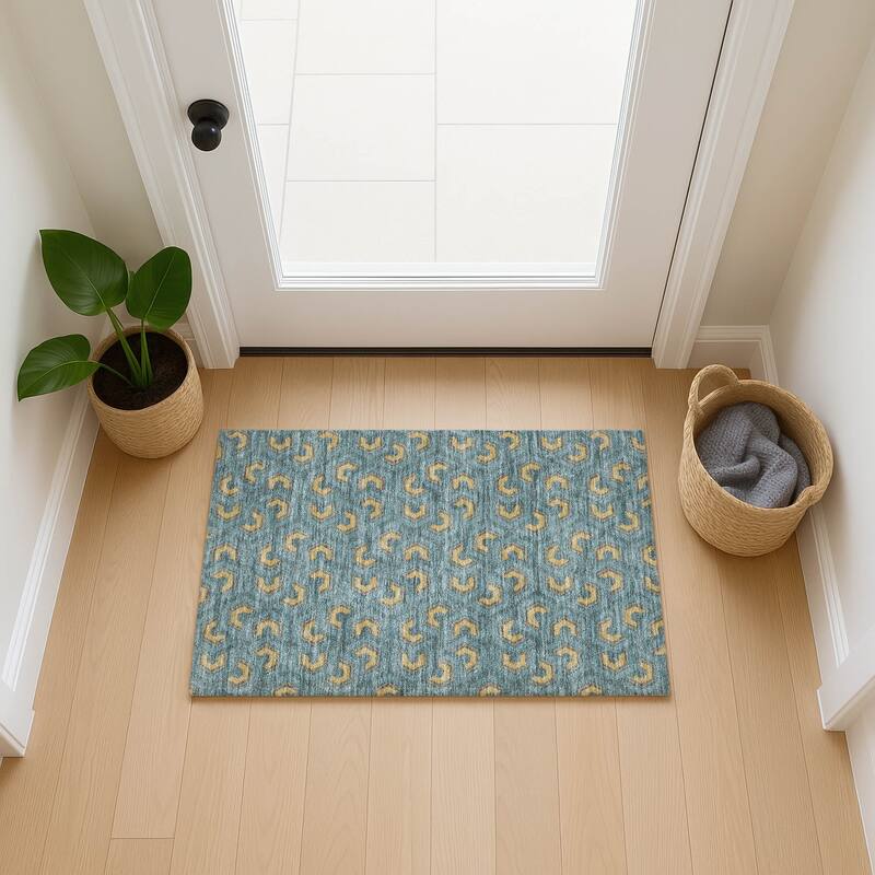 Machine Washable Indoor/ Outdoor Modern Zoa Chantille Rug