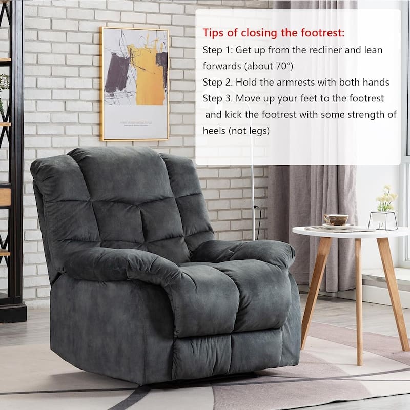 Manual Recliner Overstuffed Breathable Fabric Sofa for Living Room